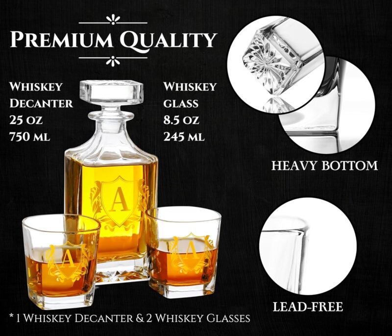 Personalized Whiskey Decanter Set, Customized Alcohol Gifts for whiskey Lovers, Unique Whiskey Gifts for Men, Dad, Uncle on Birthdays and Christmas - Image 4