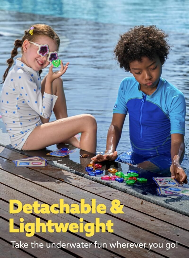 JOYIN 4-in-1 Diving Pool Toys,Underwater Seek and Find Gems Game Set Waterproof,Swiming Pool Toys for Kids with Mesh Bag, Water Gifts for Summer Swim Dive Search Treasure Match Games - Image 4