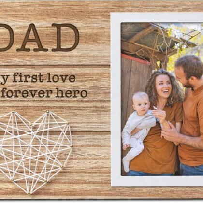 Personalized Wood Picture Frame Photo Fathers Day Personalized Gifts for Dad from Daughter Son Cute Engraved Wooden Frame Fits 4x6 Picture Plaque Keepsake to Daddy Gift Photo Holder