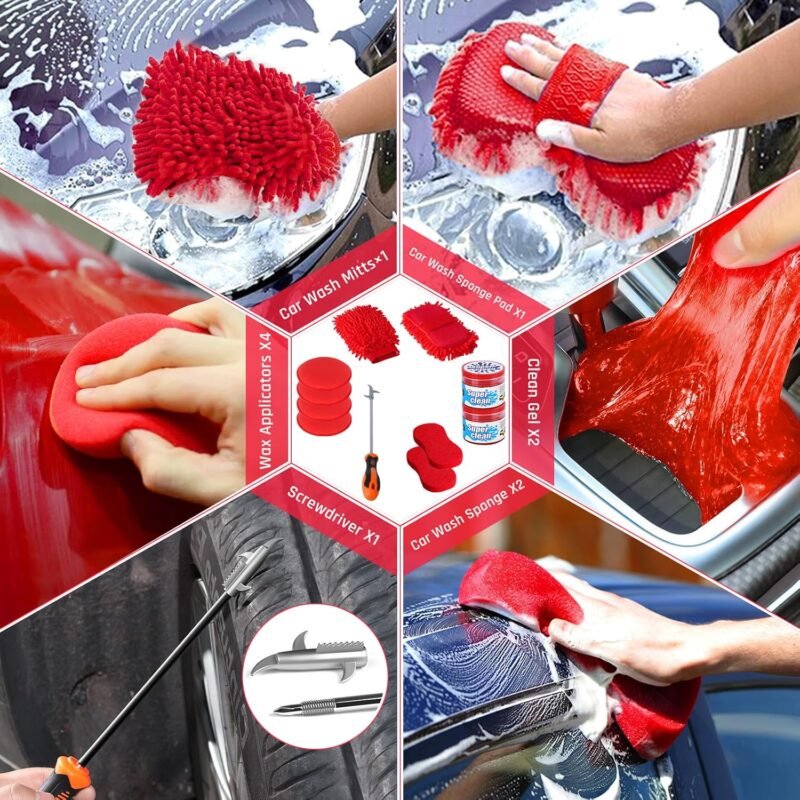 37PCS Car Detailing Kit Interior Cleaner, Auto Detailing Kit, Car Vacuum Car Interior Detailing Kit, Car Wash Kit with Bucket Detailing Brush Set Car Accessories for Motorcycle, Cars, Bikes, Wheels - Image 7