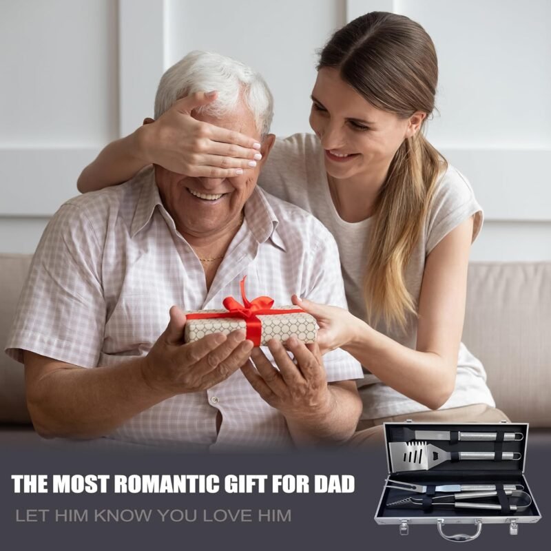 Dad Gifts, Fathers Day Dad Gifts from Daughter Son Heavy Duty Grilling Accessories Kit for Backyard BBQ, Dad Birthday Gift Thick Stainless Steel Grill Utensils with Non-Slip Handle Tool Grill Present - Image 6