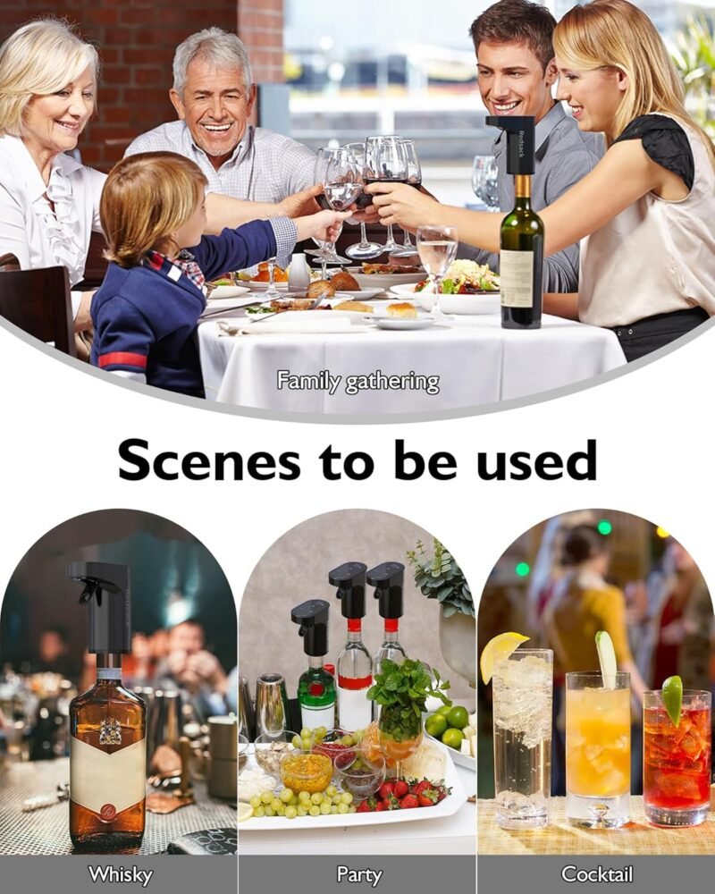 Electric Wine Decanter Aerator Dispenser Pourer Whiskey Adjustable Quantity Liquor Wine Pump Birthday Gift for Men Women Mom Dad Boss Brother Husband Funny Unique Gifts for Him (Black) - Image 7