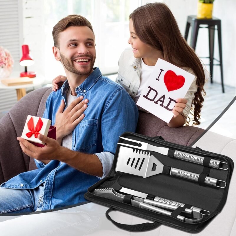 Fathers Day Dad Gifts from Daughter, Grilling Accessories, Heavy Duty Stainless Steel Grill Set BBQ Grill Tools for Outdoor Grill with Aluminum Case, Camping Grill Utensils Set Ideal Grilling Gifts - Image 6