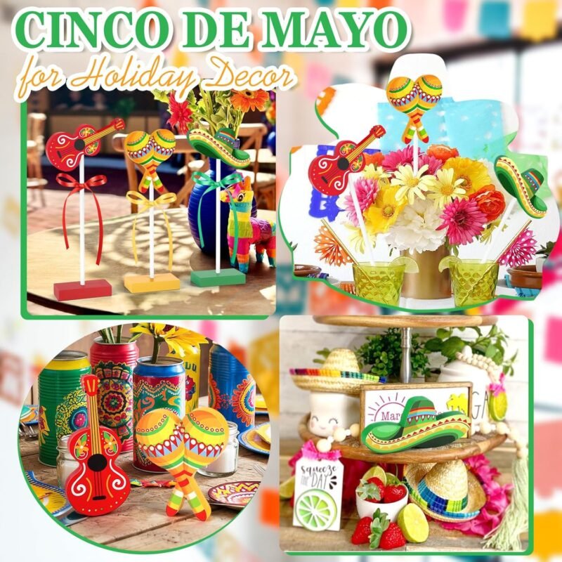 3 Pcs Cinco De Mayo Table Decoraions Wooden Signs Mexican Fiesta Decorations for Home Holiday Party(Color) - Image 7