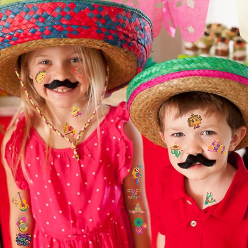 Cinco De Mayo Temporary Tattoos - Cinco De Mayo Decorations Fiesta Party Decorations Supplies Accessories Traditional Mexico Fiesta Party Favors Mexican Design Taco Celebration Gift Idea For Family - Image 3