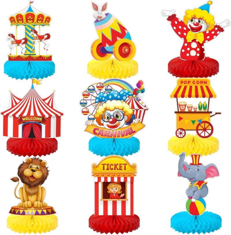 KatchOn Carnival Centerpieces - Pack of 9 | Themed Party Decor for Tables, Circus Table Decorations