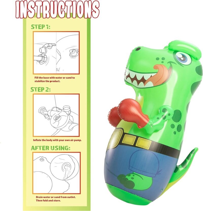 JOYIN Inflatable T-Rex Dinosaur Bopper 47 Inches, Bop Bag Inflatable Punching Toy, Kids Punching Bag with Bounce-Back Action - Image 8