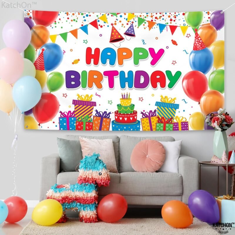 KatchOn, Rainbow Happy Birthday Banner- Xtralarge 72x44 Inch | Colorful Happy Birthday Sign for Rainbow Birthday Party Supplies | Rainbow Birthday Decorations | Rainbow Birthday Backdrops for Girls - Image 8