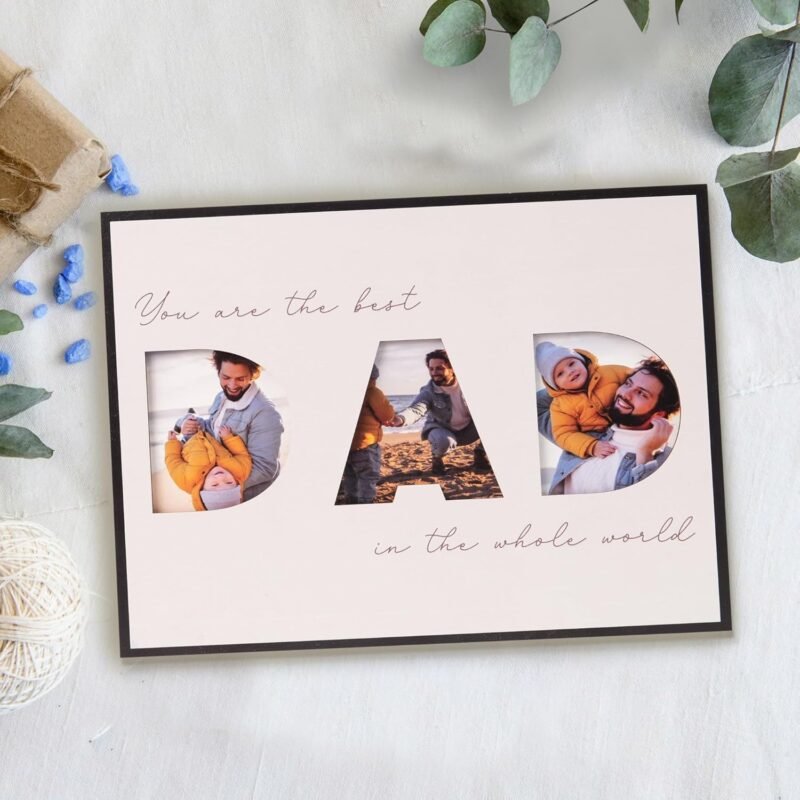 Father's Day Gift For Dad, Photo Frame DAD Sign For Table Decoration, Photo Fame From Daughter, Display 3 Photos 3x3 Inch, Father's Day Gift, Home Office Decoration (Picture Frame) - Image 7
