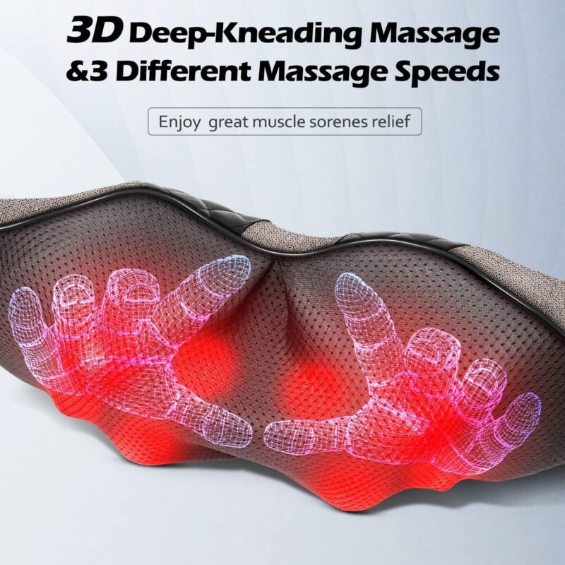 Blue Elf Shiatsu Electric Neck Back Massager Pillow 3D Kneading with Heat for Shoulder, Lower Back, Foot, Leg Muscles Pain Relief Relax in Car Office and Home (Gray) - Image 5
