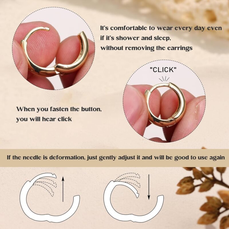 BESTEEL 3Pairs Gold Hoop Earrings Set for Women Chunky Gold Silver Earring 14K Gold Filled Hypoallergenic Small Huggie Hoops Lightweight Tiny Thick Trendy Hoop Earrings Stacks for Multiple Piercing - Image 5