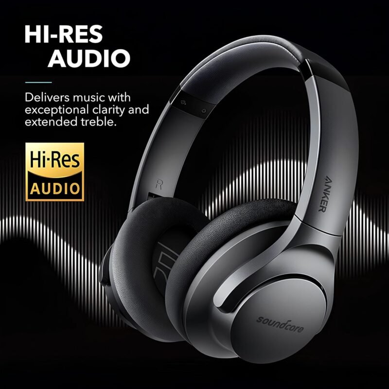 Soundcore Anker Life Q20 Hybrid Active Noise Cancelling Headphones, Wireless Over Ear Bluetooth Headphones, 60H Playtime, Hi-Res Audio, Deep Bass, Memory Foam Ear Cups, Travel, Office, USB-C Charging - Image 4
