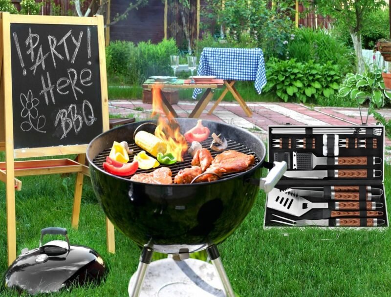 POLIGO 22PCS Heavy Duty BBQ Grill Accessories Set, Non-Slip Grill Tools for Outdoor Grill Set Thicker Stainless Steel Grill Utensils Set, Deluxe Grilling Tools Set in Aluminum Case Ideal Gifts for Men - Image 9