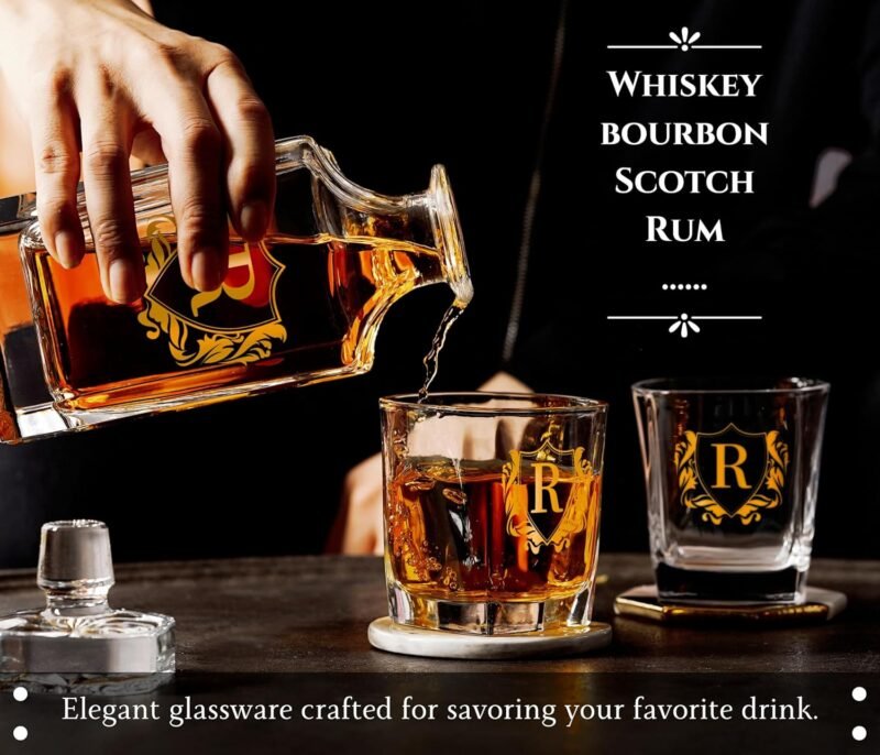 Personalized Whiskey Decanter Set, Customized Alcohol Gifts for whiskey Lovers, Unique Whiskey Gifts for Men, Dad, Uncle on Birthdays and Christmas - Image 3