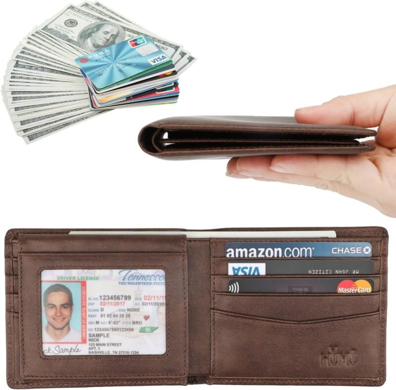 Wallet for Men-Genuine Leather RFID Blocking Bifold Stylish Wallet With 2 ID Window - Image 2