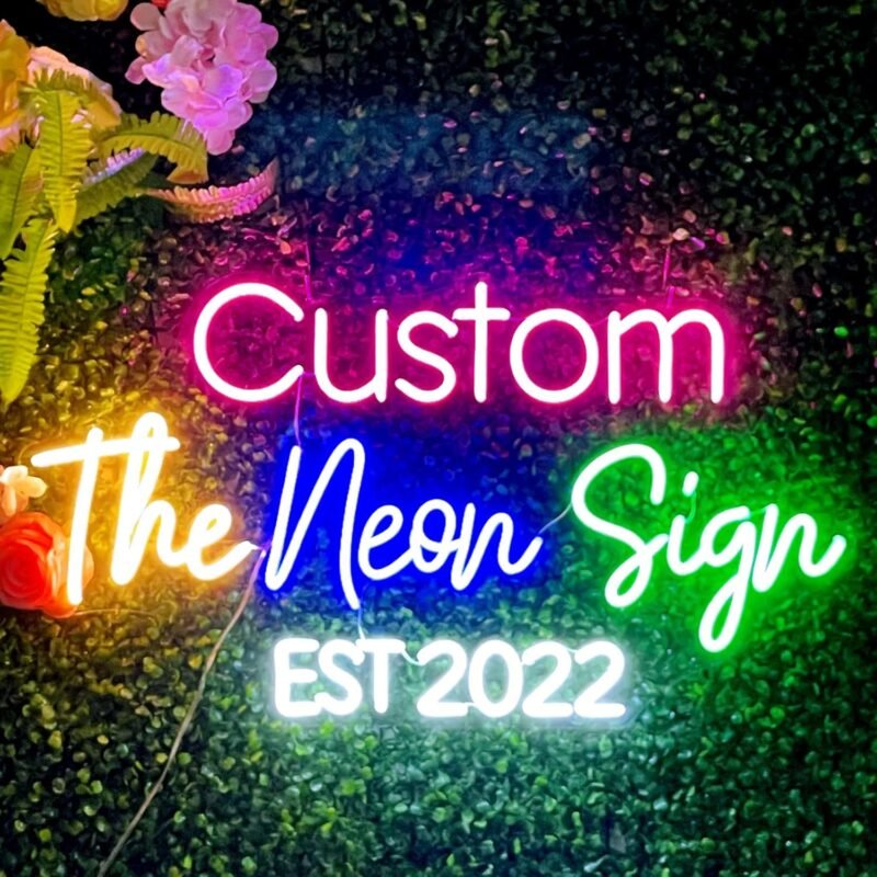 Custom Neon Signs, Personalised Large Led Neon Lights Sign Customizable for Wall Decor Wedding Birthday Party Bedroom Bar Shop Name Logo Lights (Optional 16" to 55")