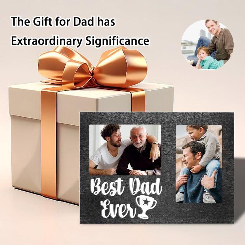 Best Dad Ever 3D Wooden Picture Frame Gift - Double 4x6 Inch Frames, Ideal for Father's Day, Birthday Gifts from Daughter, Presents for Dad - Best Dad Gifts - Image 3