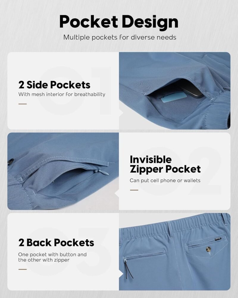 maamgic Men's 5/7 Inch Casual Classic Fit Shorts with Multi-Pocket Quick Dry Sports Shorts - Image 4