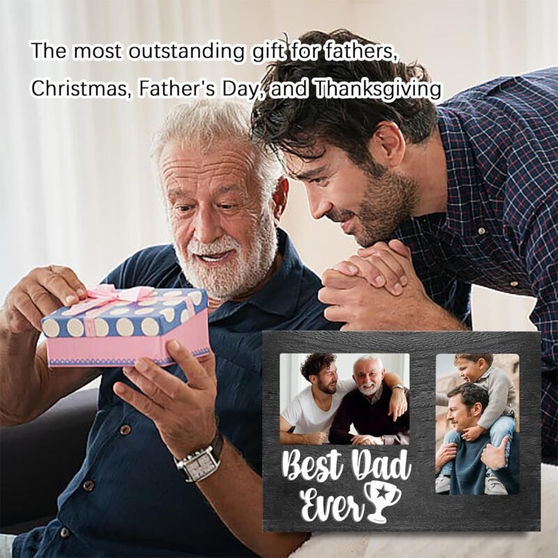 Best Dad Ever 3D Wooden Picture Frame Gift - Double 4x6 Inch Frames, Ideal for Father's Day, Birthday Gifts from Daughter, Presents for Dad - Best Dad Gifts - Image 2