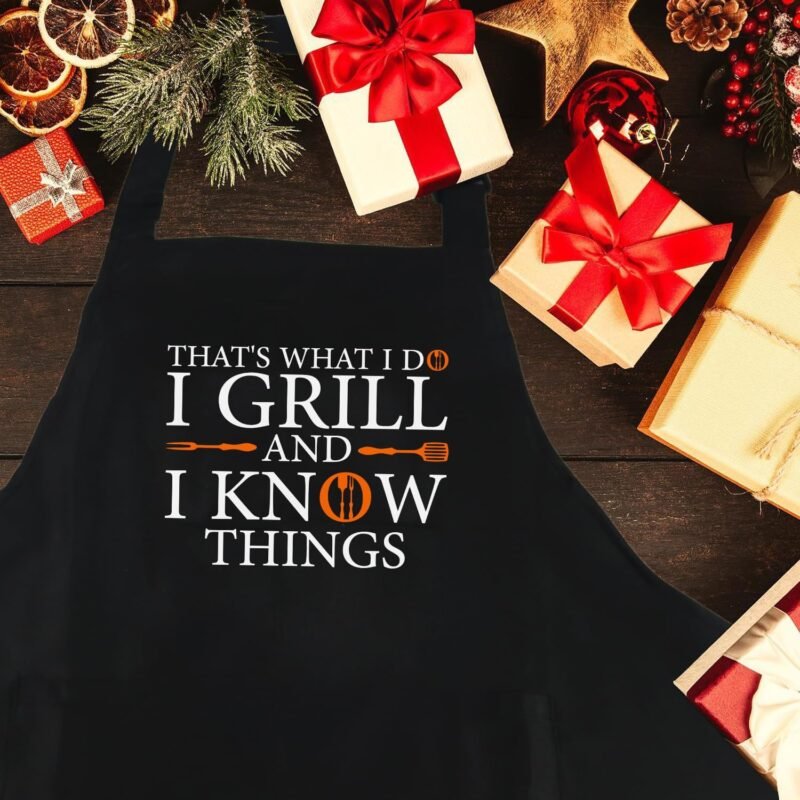Funny Chef Apron for Men with Pockets, Mens Apron for Grilling, Cooking BBQ Gifts for Men Dad Birthday Fathers Day - Image 6
