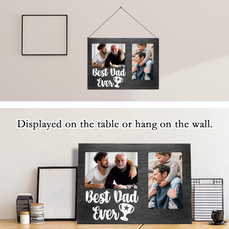 Best Dad Ever 3D Wooden Picture Frame Gift - Double 4x6 Inch Frames, Ideal for Father's Day, Birthday Gifts from Daughter, Presents for Dad - Best Dad Gifts - Image 5
