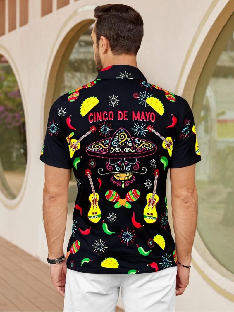 Cinco De Mayo Shirts for Men Mexico Button Down Shirt Hawaiian Tropical Tees Summer Short Sleeve Outfit - Image 4
