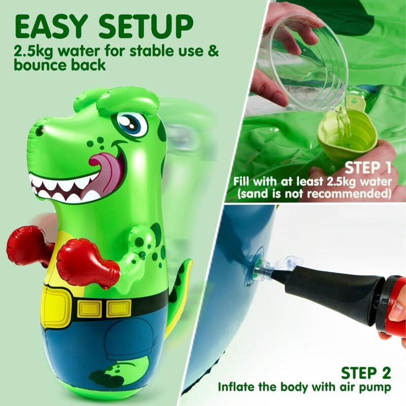JOYIN Inflatable T-Rex Dinosaur Bopper 47 Inches, Bop Bag Inflatable Punching Toy, Kids Punching Bag with Bounce-Back Action - Image 6
