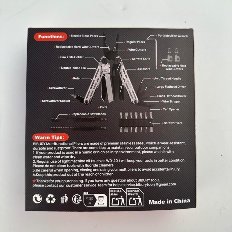 BIBURY Multitool Pliers, Stainless Steel 31-in-1 Multi Tool Pliers with Replaceable Wire Cutters and Saw, Foldable Multitools with Scissors and Screwdriver, Ideal for Camping, Survival, Repair - Image 11