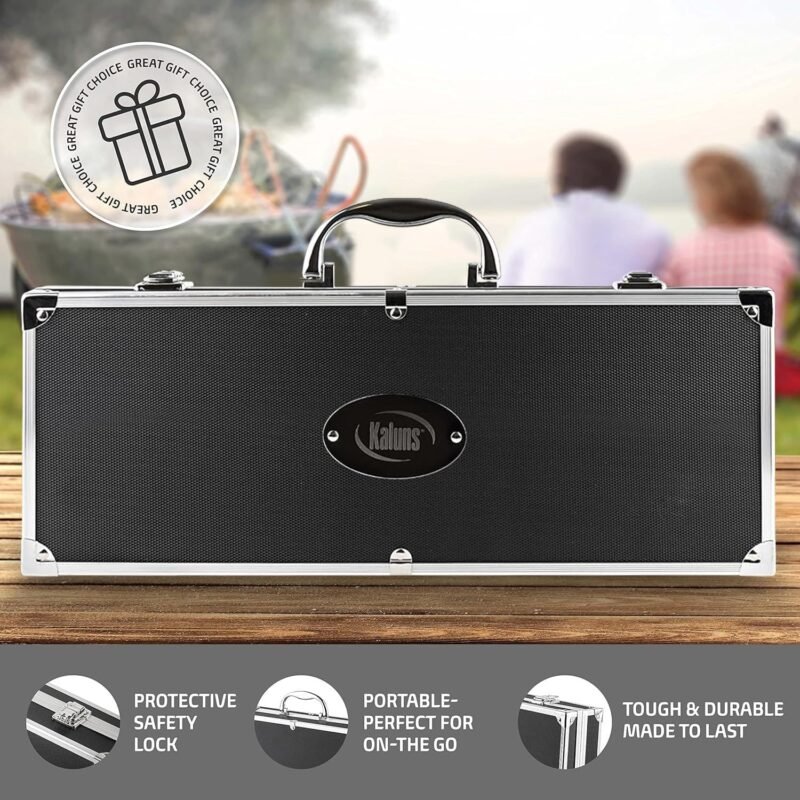 Kaluns Grilling Accessories, Dad Gifts for Fathers Day Grilling Gifts, Heavy Duty Stainless Steel Grill Set BBQ Grill Accessories for Outdoor Grill with Aluminum Case and Apron, Best Gifts for Men Dad - Image 7