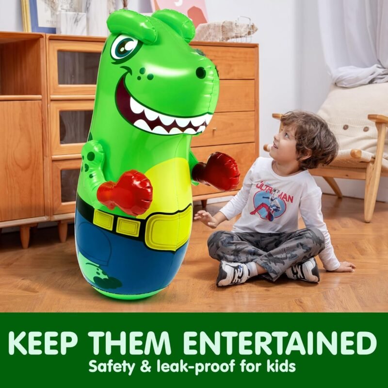 JOYIN Inflatable T-Rex Dinosaur Bopper 47 Inches, Bop Bag Inflatable Punching Toy, Kids Punching Bag with Bounce-Back Action - Image 5