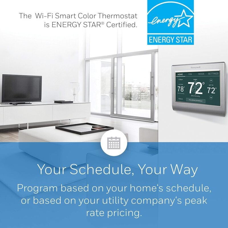 Honeywell Home RTH9585WF Wi-Fi Smart Color Thermostat, 7 Day Programmable, Touch Screen, Energy Star, Alexa Ready, C-Wire Required, Not Compatible with Line Volt Heating Gray - Image 5