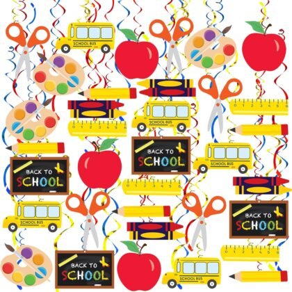 KatchOn, Hanging Swirls for Back To School Decorations - Pack of 46 | Back To School Party Decorations | Back To School Hanging Decorations | First Day of School Decorations | Classroom Ceiling Decor
