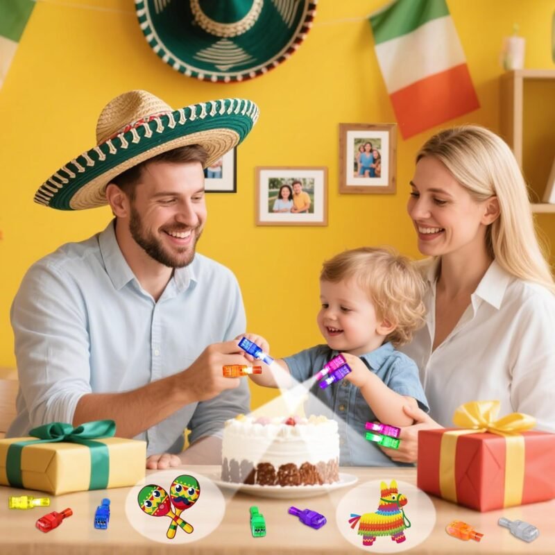 32Pcs Finger Lights Cinco De Mayo Party Favors Fiesta Mexican Decorations Goodie Bags Stuffers Bulk Toys for Kids Prizes Glow in The Dark Cinco De Mayo Party Supplies Taco Birthday Favors Gifts - Image 3