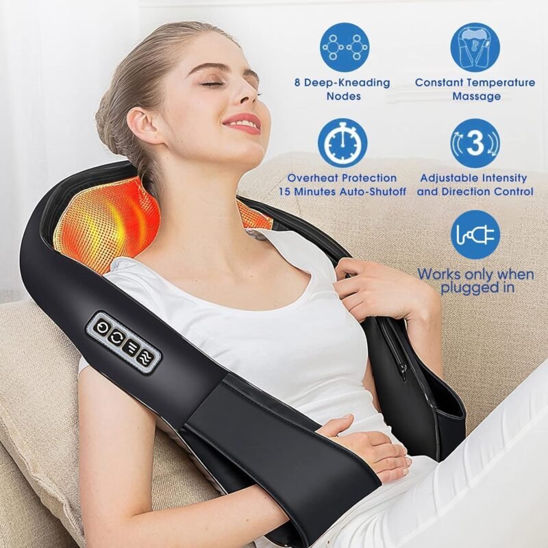 AERLANG Shiatsu Back and Neck Massager, Back Massager Deep Tissue Kneading Neck and Shoulder Massage with Heat, Electric Massage Pillow Mothers Day Gifts from Daughter Son(NOT Cordless) - Image 4
