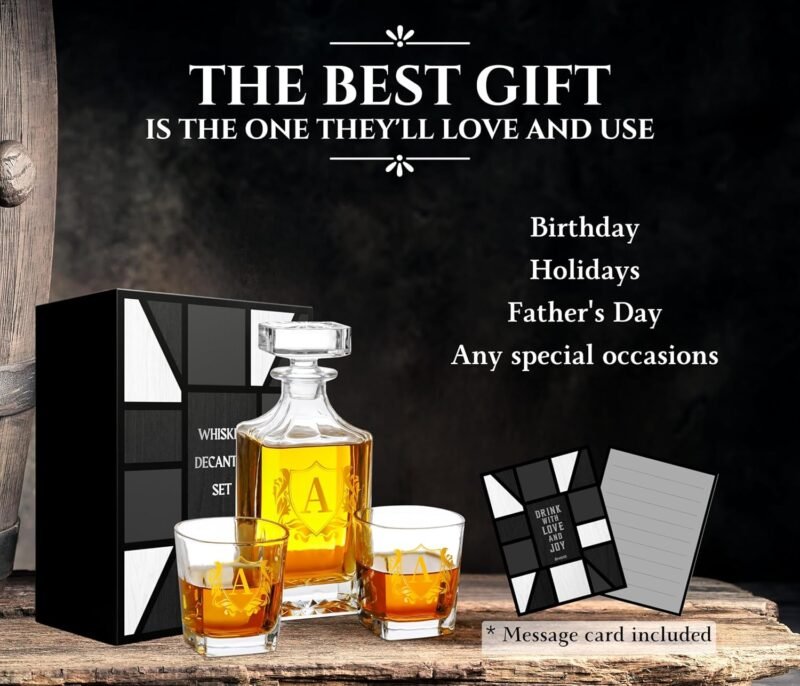 Personalized Whiskey Decanter Set, Customized Alcohol Gifts for whiskey Lovers, Unique Whiskey Gifts for Men, Dad, Uncle on Birthdays and Christmas - Image 7