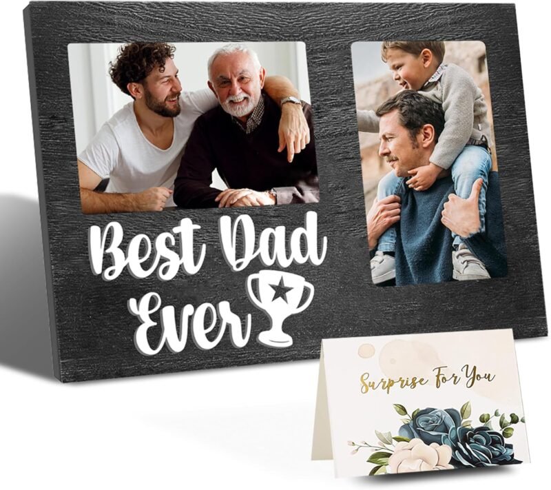 Best Dad Ever 3D Wooden Picture Frame Gift - Double 4x6 Inch Frames, Ideal for Father's Day, Birthday Gifts from Daughter, Presents for Dad - Best Dad Gifts