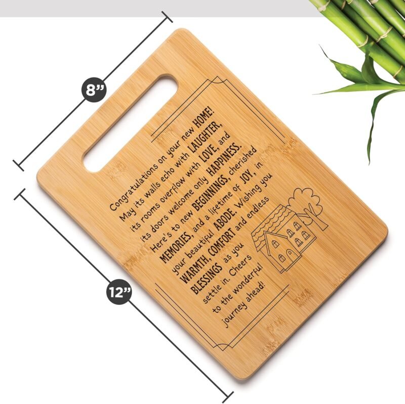 Housewarming Gifts for New Home - Bamboo Cutting Board with Engraved Message - New Home Essentials for Homeowners, Couples, Friends, or Family - Decorative Kitchen Gift Board, 12" x 8" - Image 4