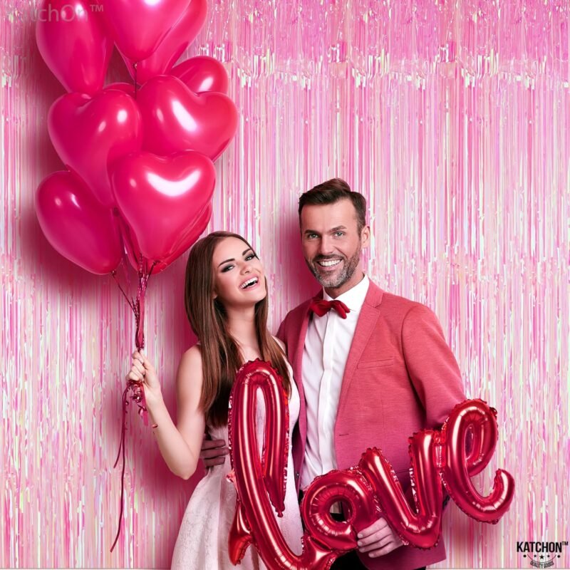 KatchOn, XtraLarge Iridescent Pink Backdrop Curtain - 3.2x8 Feet | Pink Streamers for Birthday Decorations | Iridescent Backdrop for Iridescent Party Decorations | Pink Graduation Decorations 2025 - Image 5