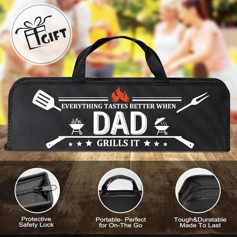 Fathers Day Dad Gifts from Daughter, Grilling Accessories, Heavy Duty Stainless Steel Grill Set BBQ Grill Tools for Outdoor Grill with Aluminum Case, Camping Grill Utensils Set Ideal Grilling Gifts - Image 5