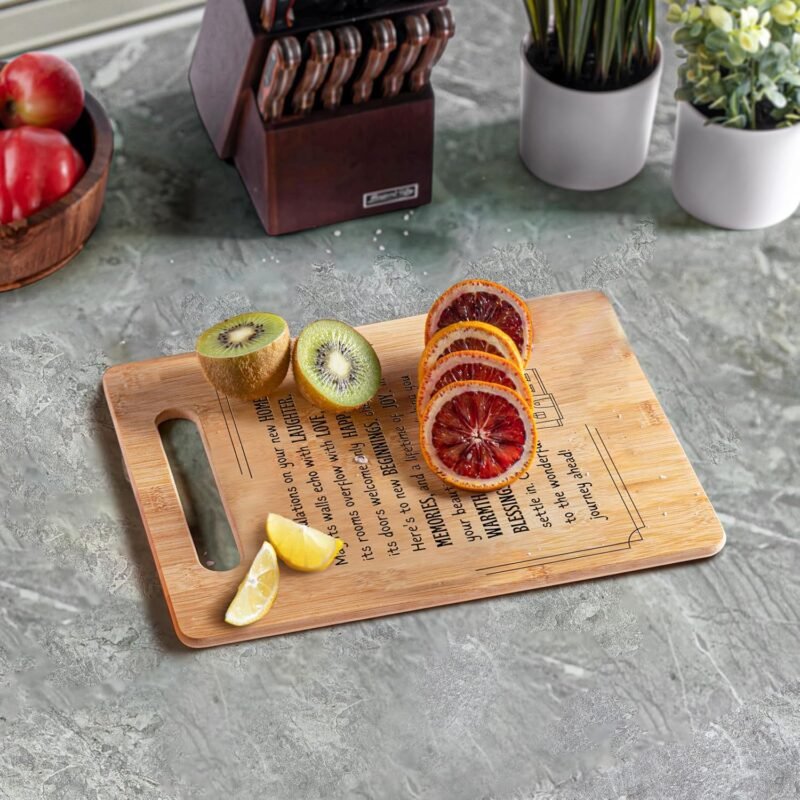 Housewarming Gifts for New Home - Bamboo Cutting Board with Engraved Message - New Home Essentials for Homeowners, Couples, Friends, or Family - Decorative Kitchen Gift Board, 12" x 8" - Image 6