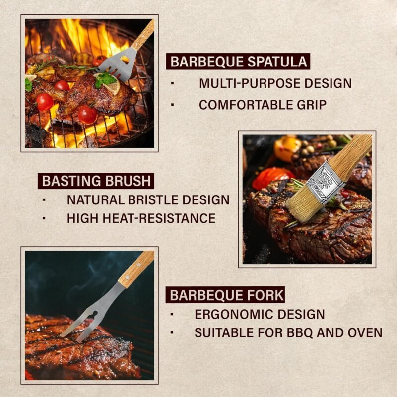 11-Piece BBQ Grilling Set with Engraved Maple Wood Box, Stainless Steel Tools with Wooden Handles, Ideal Gift for Dad on Birthday, Father’s Day - Best Flipping Dad - Image 7