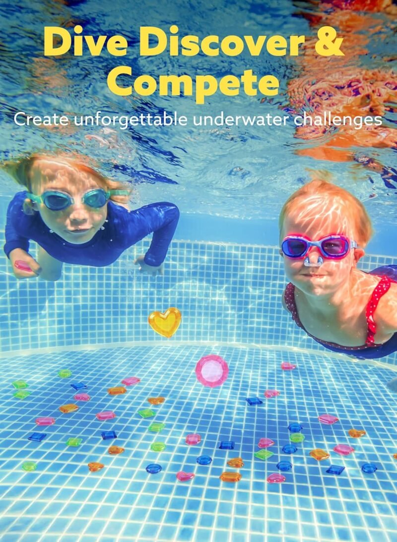 JOYIN 4-in-1 Diving Pool Toys,Underwater Seek and Find Gems Game Set Waterproof,Swiming Pool Toys for Kids with Mesh Bag, Water Gifts for Summer Swim Dive Search Treasure Match Games - Image 5