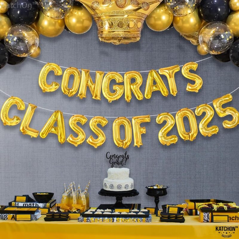 KatchOn, Gold Congrats Class of 2025 Balloons - 16 Inch | Graduation Balloons for Graduation Decorations Class of 2025 | Class of 2025 Balloons, Class of 2025 Decorations - Image 4