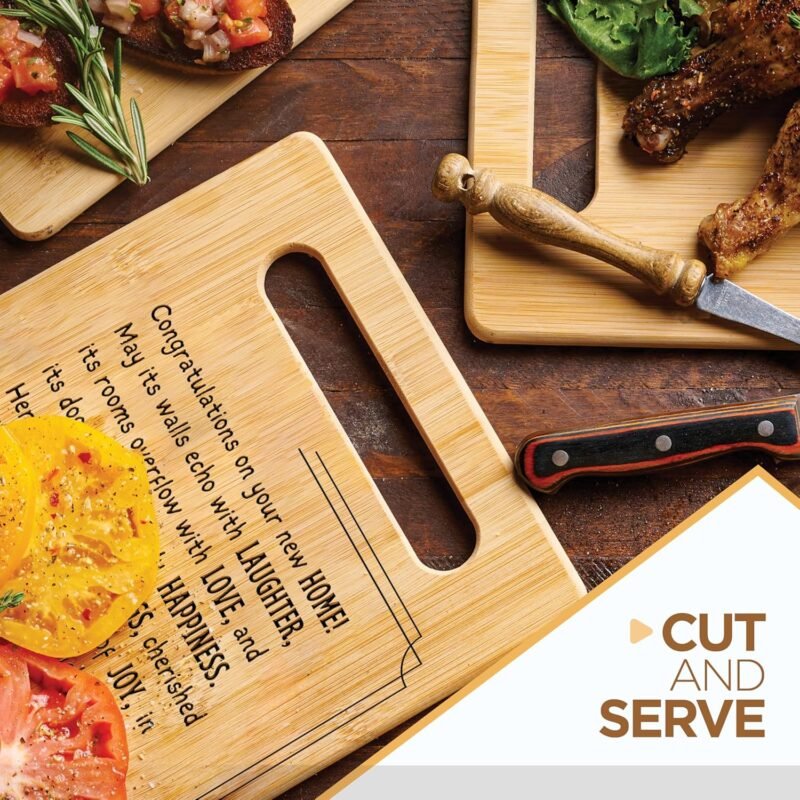 Housewarming Gifts for New Home - Bamboo Cutting Board with Engraved Message - New Home Essentials for Homeowners, Couples, Friends, or Family - Decorative Kitchen Gift Board, 12" x 8" - Image 5