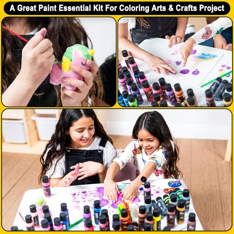 JOYIN Washable Tempera Paint Set for Kids 42PCS, Non Toxic Liquid Paint with 15 Brushes and 4 Palettes - Art Supply for Kids for Arts and Crafts Project, Finger Painting (2 oz Each) - Image 6