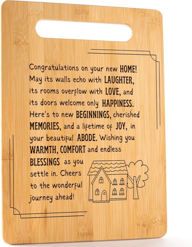 Housewarming Gifts for New Home - Bamboo Cutting Board with Engraved Message - New Home Essentials for Homeowners, Couples, Friends, or Family - Decorative Kitchen Gift Board, 12" x 8" - Image 7