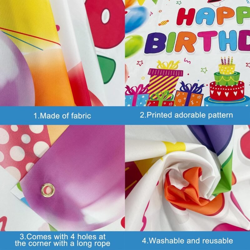 KatchOn, Rainbow Happy Birthday Banner- Xtralarge 72x44 Inch | Colorful Happy Birthday Sign for Rainbow Birthday Party Supplies | Rainbow Birthday Decorations | Rainbow Birthday Backdrops for Girls - Image 3
