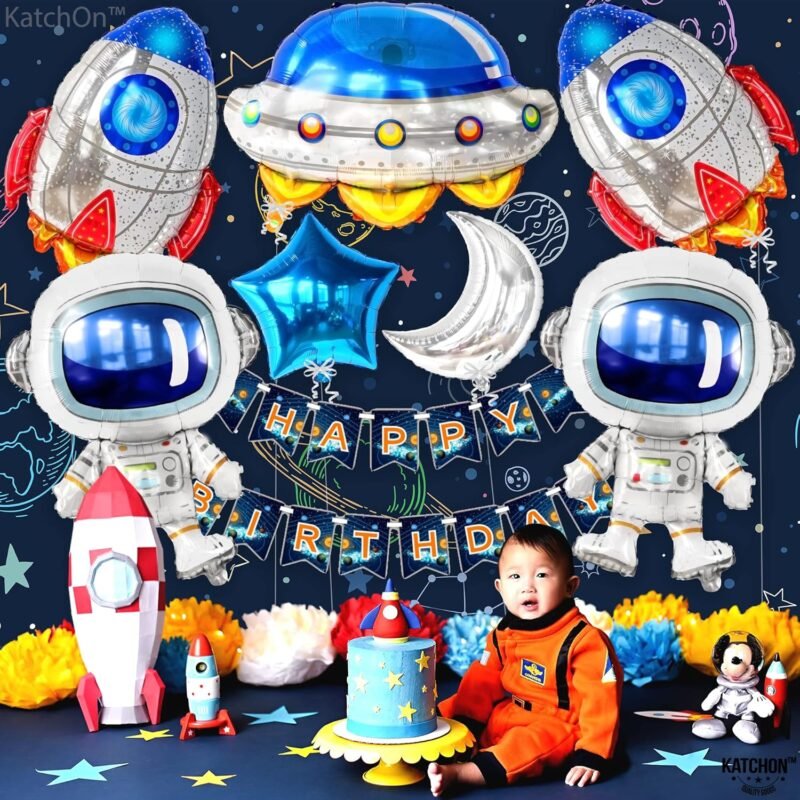 KatchOn, Large Astronaut Space Balloons Set - 37 Inch, Pack of 7 | Space Themed Balloons for Space Themed Party Decorations | Outer Space Balloons | Astronaut Balloons for Space Birthday Decorations - Image 2