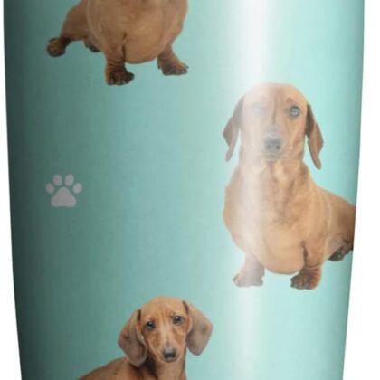 Dachshund Dog Tumbler Stainless Steel Insulated Travel Coffee Cups with Lid and Straw,Ideal Memorial Gift for Dog Dad/Mom,20oz