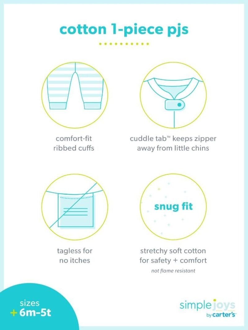 Simple Joys by Carter's Kids' 3-Pack Snug Fit Footless Cotton Pajamas - Image 2